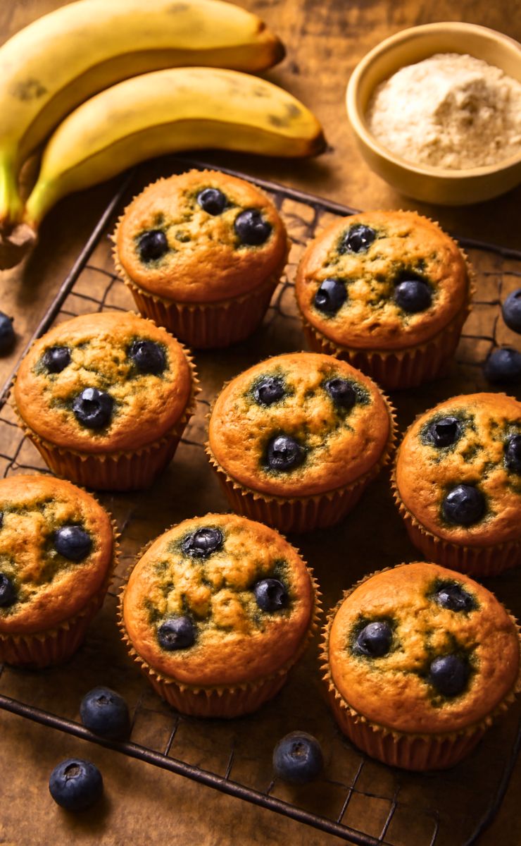 Banana and Blueberry Protein Muffins Recipe