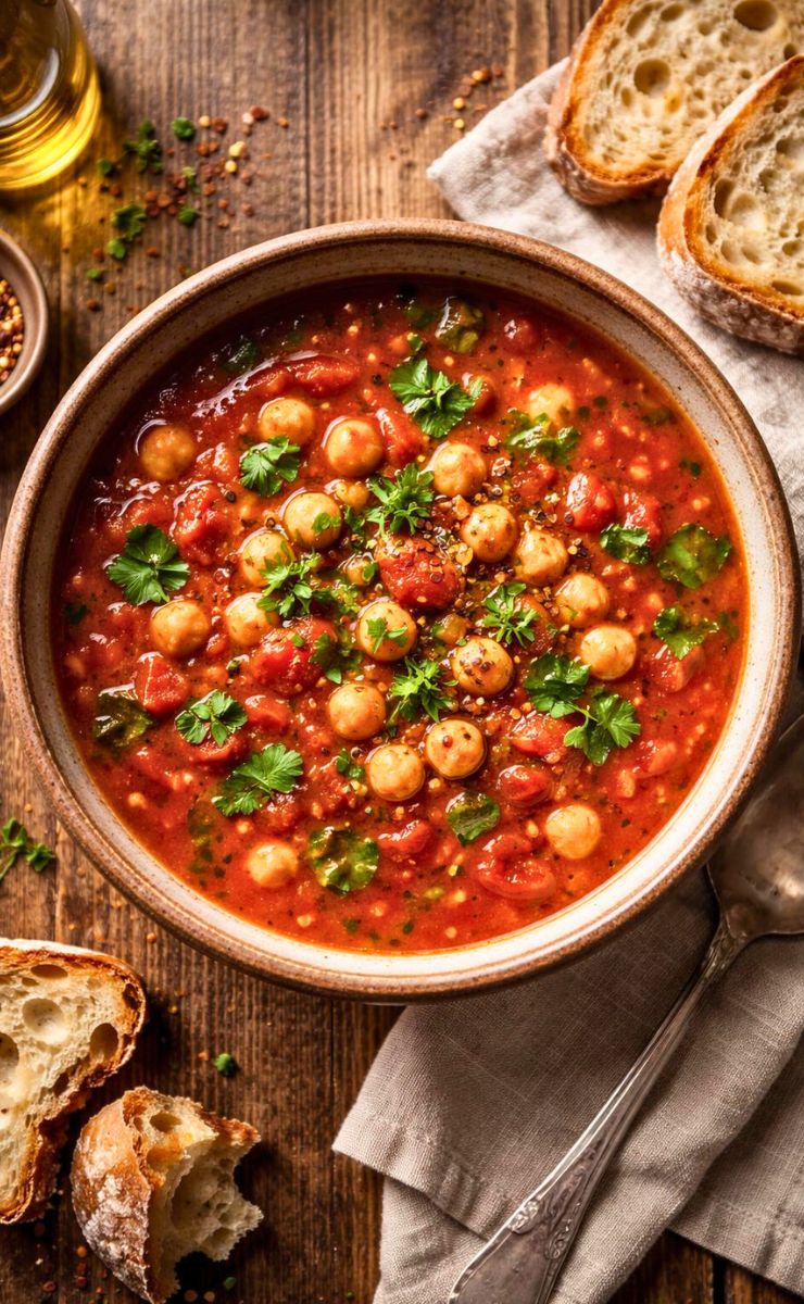 Chickpea Tomato Soup Recipe