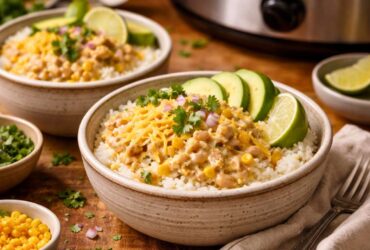 Crockpot White Chicken Chili Burrito Bowls Recipe