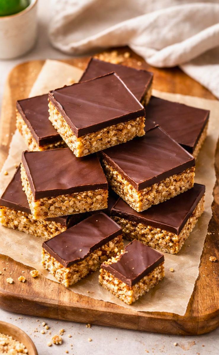 Puffed Quinoa Peanut Butter Chocolate Bars Recipe