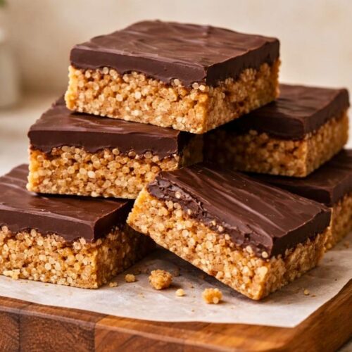 Puffed Quinoa Peanut Butter Chocolate Bars Recipe
