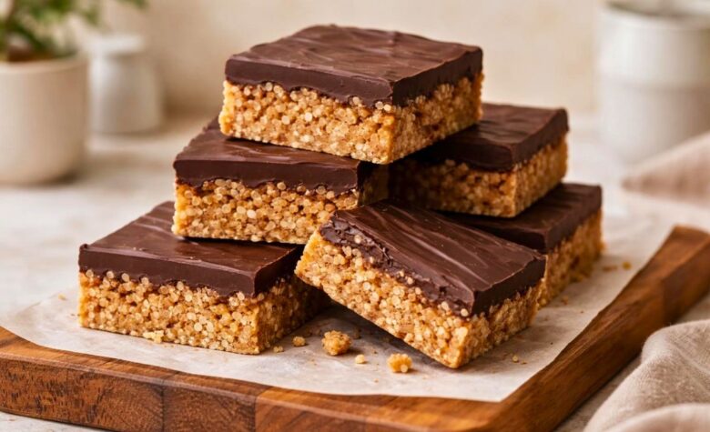 Puffed Quinoa Peanut Butter Chocolate Bars Recipe