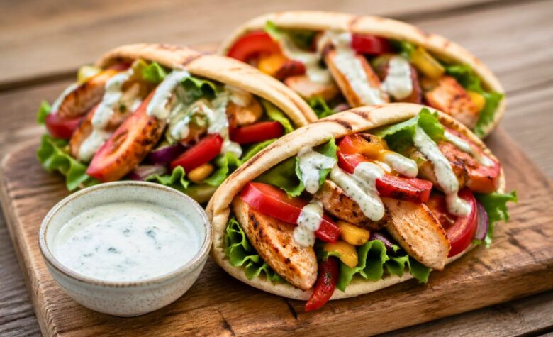 Sheet Pan Chicken Pitas with Herby Ranch Recipe