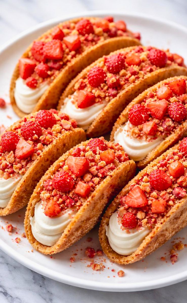 Strawberry Crunch Cheesecake Tacos Recipe