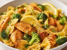 Cowboy Butter Lemon Bowtie Chicken with Broccoli Recipe