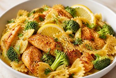 Cowboy Butter Lemon Bowtie Chicken with Broccoli Recipe