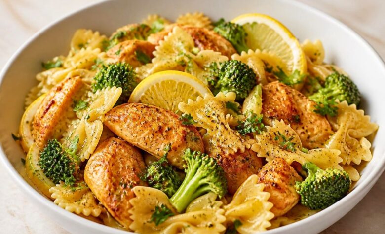 Cowboy Butter Lemon Bowtie Chicken with Broccoli Recipe
