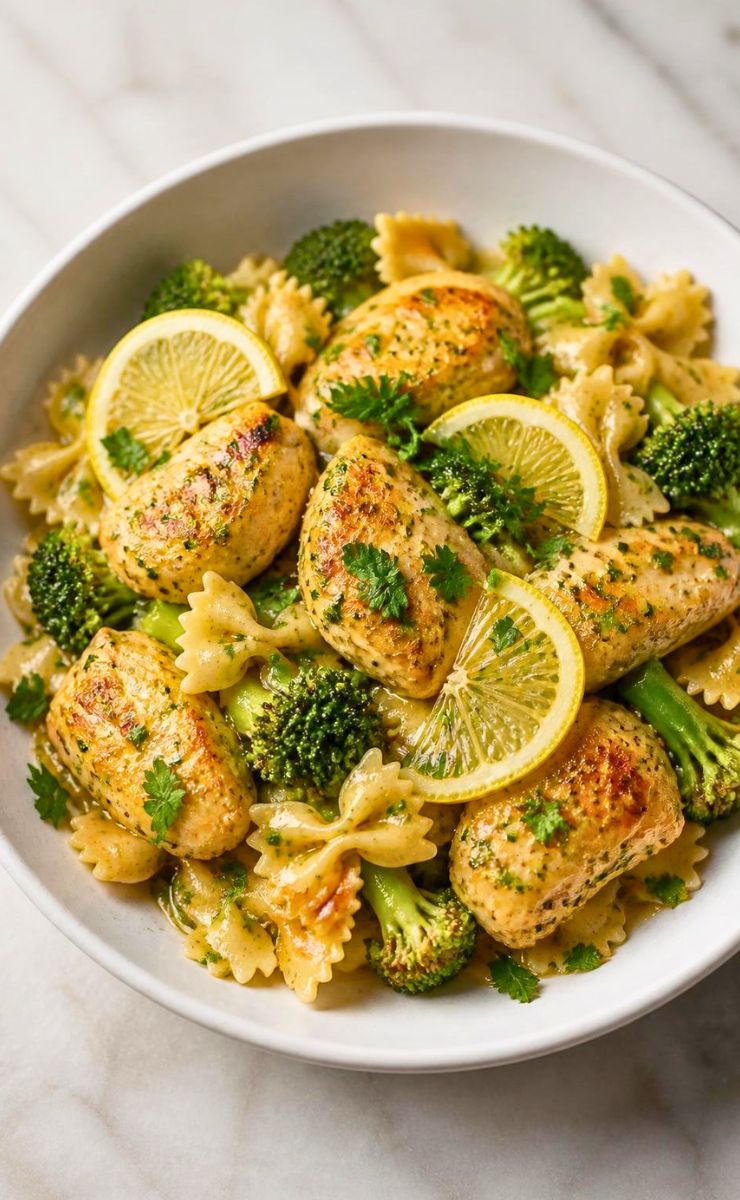 Cowboy Butter Lemon Bowtie Chicken with Broccoli Recipe