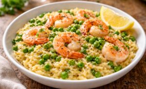 Easy One Pot Pea Shrimp Orzo Recipe