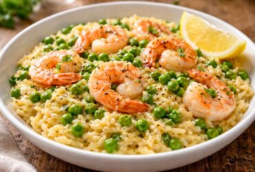 Easy One Pot Pea Shrimp Orzo Recipe