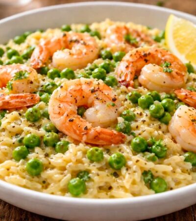 Easy One Pot Pea Shrimp Orzo Recipe