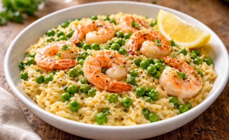 Easy One Pot Pea Shrimp Orzo Recipe