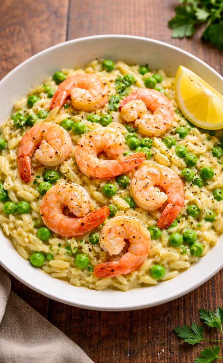 Easy One Pot Pea Shrimp Orzo Recipe
