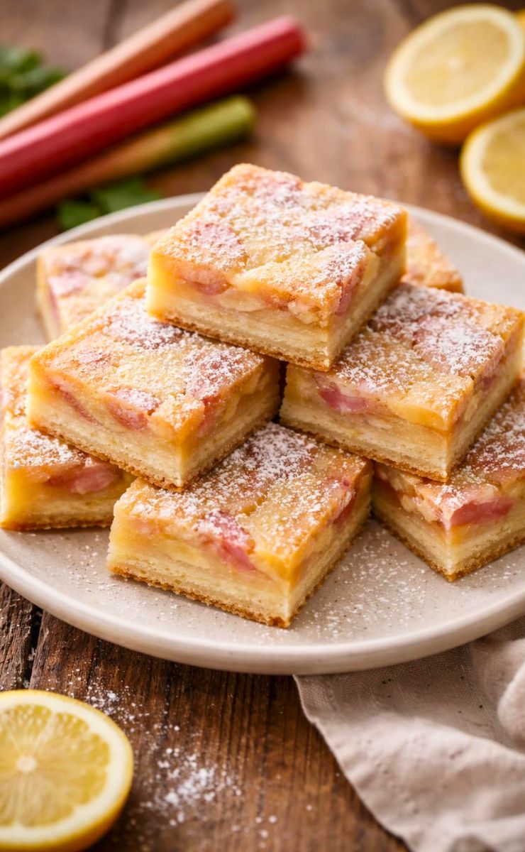 Homemade Lemon Rhubarb Bars Recipe
