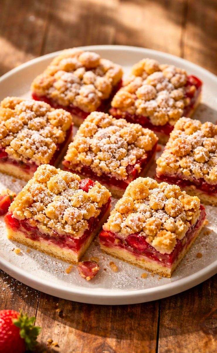 Strawberry Rhubarb Crumb Bars Recipe