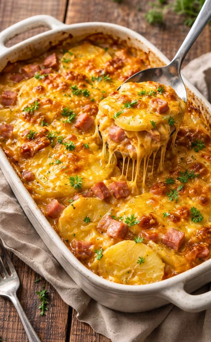 Homemade Crockpot Ham Scalloped Potatoes Recipe